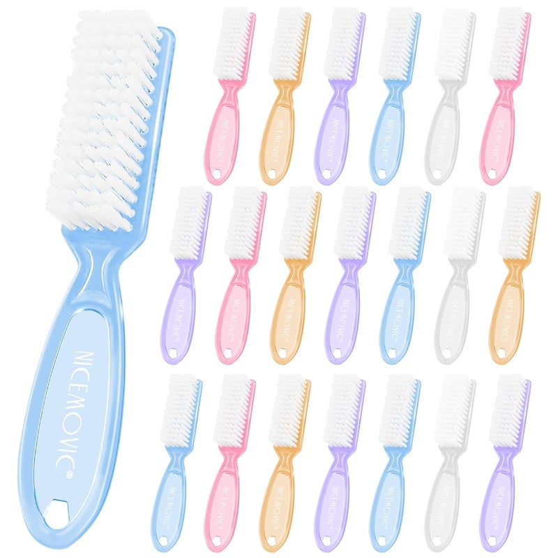 NICEMOVIC 20 Pcs Nail Brush for Cleaning Fingernails, Handle Grip Nail Scrubber Brush, Hand Fingernail Cleaner Brush Manicure Tools Scrub Cleaning Brushes, Use for Toe and Nail Cleaning (Clear) - Image 1